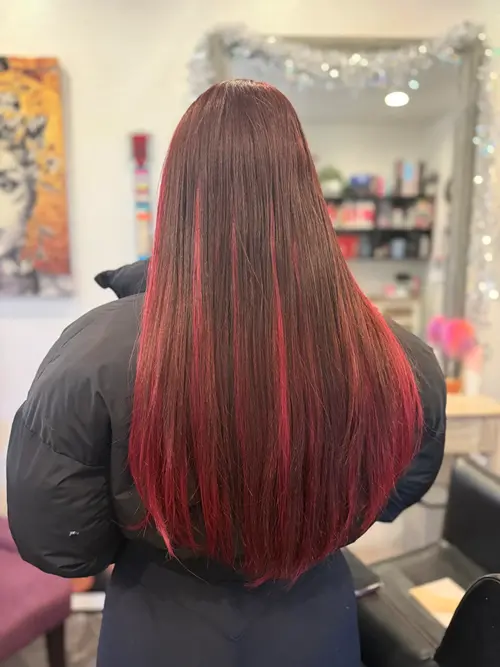 Hair Extensions photo, Denver Colorado. these are 22 inch tape extensions. This client did not want (..)