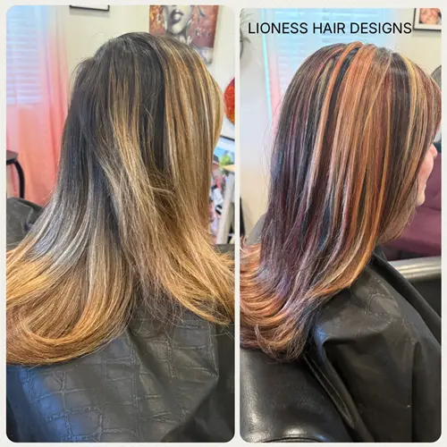 Denver Hair Extensions This look features a fun 90s inspired multidimensional color with caramel, br(..)