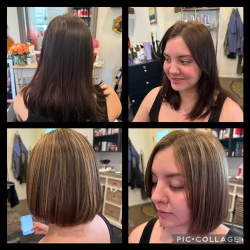 Denver Hair Extensions A clean before-and-after showing how a fresh cut and custom color can complet(..)