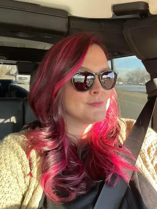 Denver hair extensions, Denver Colorado. I love how my client took a selfie over here in the car hai(..)
